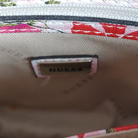 GUESS Crossbody Purse Pink Gingham Pattern Floral 1981 Handbag - Picture 12 of 12